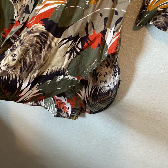 Just Four Inc Mens 38 Medium Floral Hawaiian Shirt Short Sleeve Tee Top Button - Picture 4 of 11